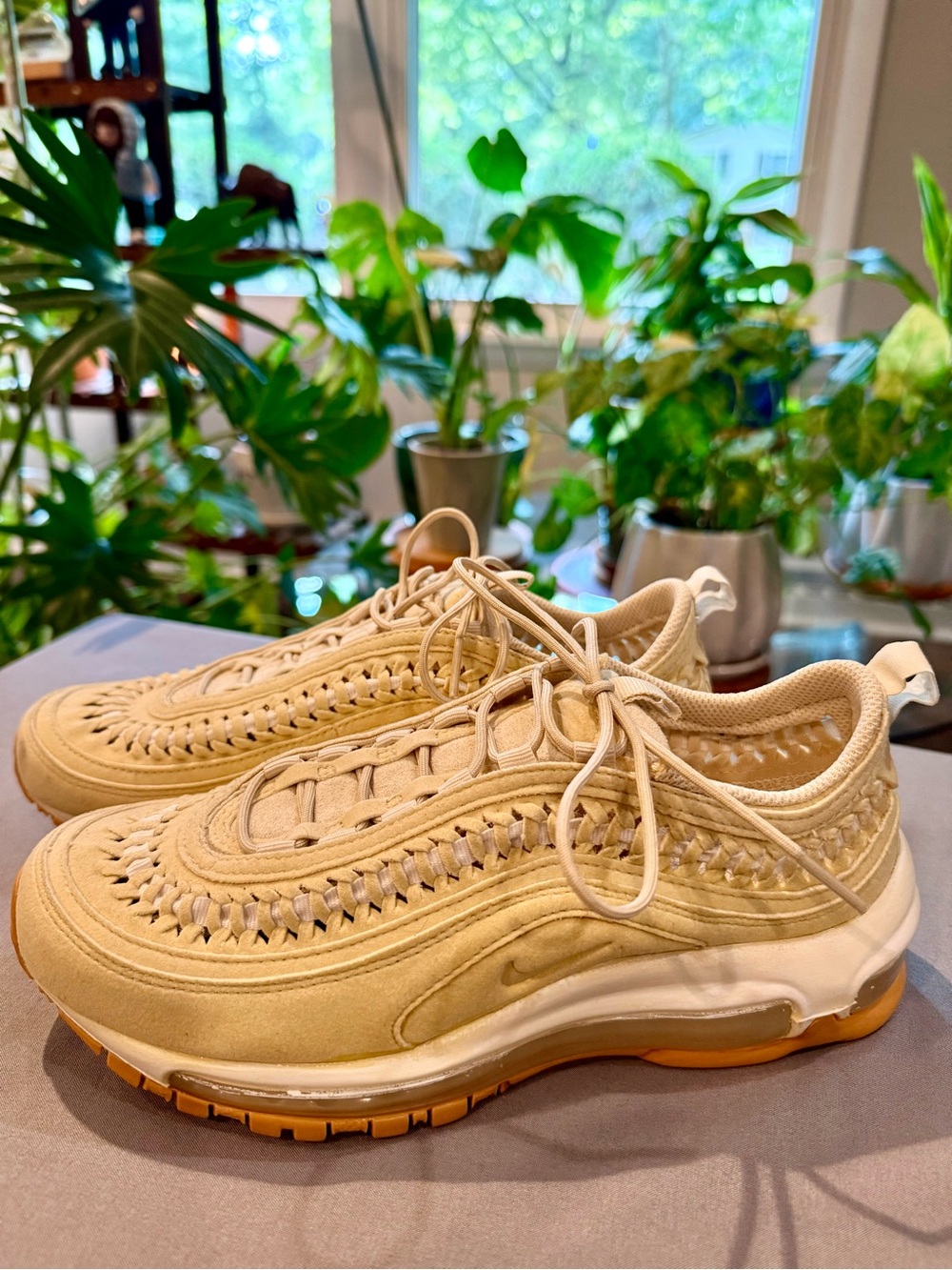 Nike Women's Woven Air Max Sneaker in Beige